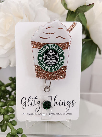 Coffee badge reel